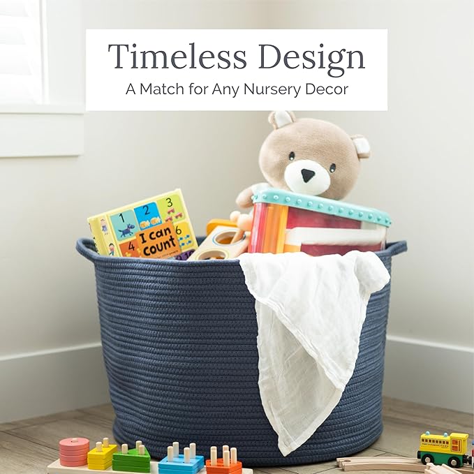 Natemia Extra Large Storage Basket (20" x 20" x 14") - Woven Baby & Toy Organizer, Blanket Basket