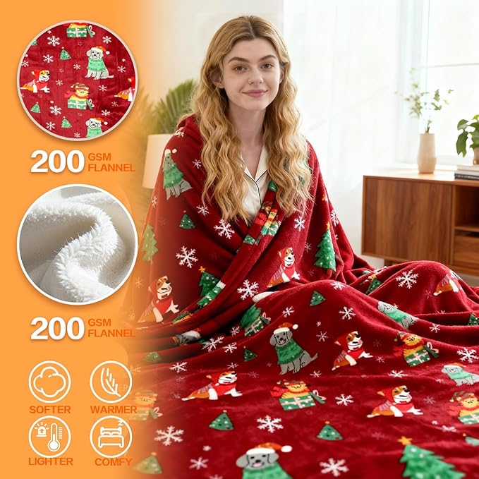 Electric Blanket Heated Throw, Soft Flannel 50"x60" Plaid Heating Blanket with 8 Hours Auto Off 10 Fast Heating Levels Machine Washable Sherpa Heated Blanket with Overheating Protection