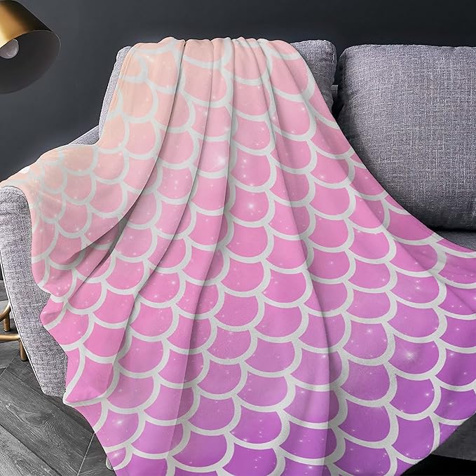 Thuswarm Vivid Shiny Scale Flannel Blanket for Autumn Winter Gifts Warm Cozy Soft Funny Print Throw for Bed Couch Sofa 80”×60” Large for Adult