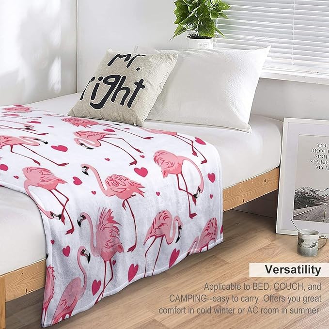 Flamingo Pink Throw Blanket for Kids & Adults - Soft, Warm, Cozy Fleece for Couch, Sofa, Bed - 50"x60"