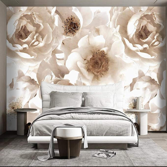Floral wallpeper for Girls Bedroom Modern Flower Living Room Wall Mural - 91"x65"（Not Peel and Stick）