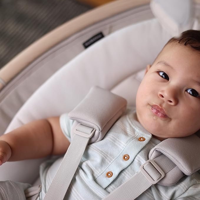Maxi-COSI Cassia Smart Baby Swing for Infants, Portable Foldable Swing with Music, 360 Rotation, 5 Speeds, 12 Melodies, EcoCare Fabric, Auto Motion Sensor, 2 Reclines, Truffle