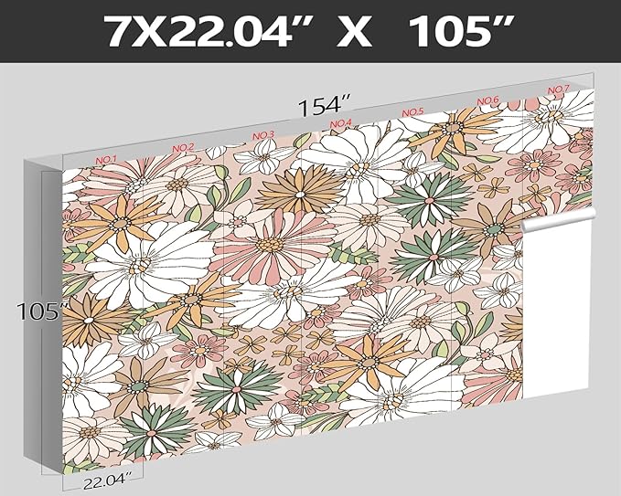 XMPMBM-Cartoon Floral Sunflower Nursery Room Fabric Wallpaper Simple Hand-Painted Kids Gaming Room Wall Mural-W 154" X H 105"（112 Square Foot）
