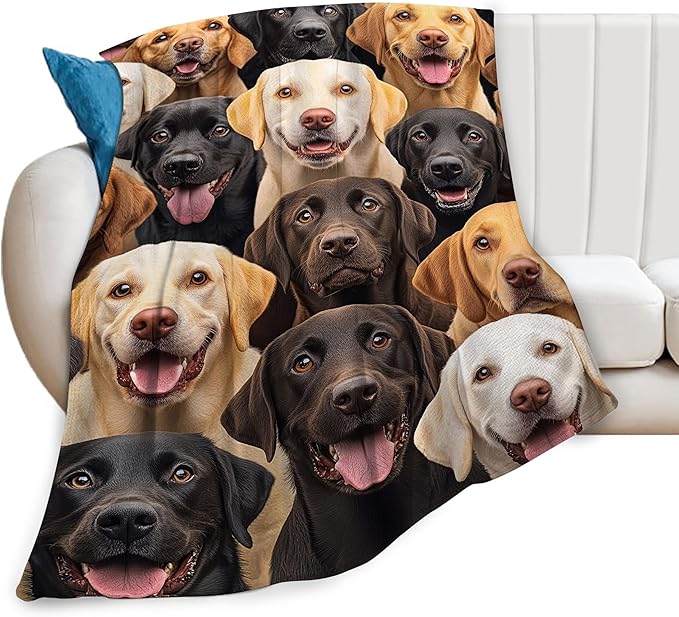 Labrador Blanket for Girls Boys Chocolate Retriever Throw Blankets Soft Cozy Warm Fuzzy Fleece Bedding Flannel Dog Throws Stuffed Animal Gifts for Labrador Lovers Kids Men Women Bedroom Decor 60"x50"