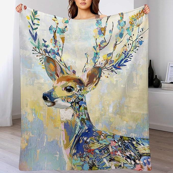Deer Blanket Forest Deer Gifts for Girls Boys Woman Kids Hunting Lover Throw Blankets Soft Blanket Warm Fleece Flannel Plush Blankets for Bed Sofa Couch 50"x60"