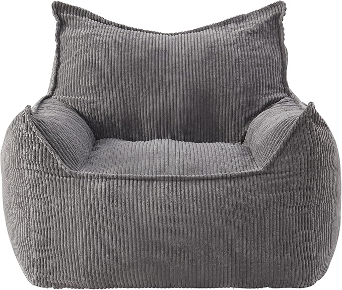Giant Bean Bag Chair Sofa for Adults Teens, Comfy Corduroy Large Bean Bag Chairs with Armrests for Bedroom Living Room, Adult BeanBag Lazy Sofa Couch Chairs with Filler Included