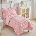 DuShow Princess Toddler Bedding Set for Girls,4 Pieces Ruffles Toddler Bed Set,Ultra Soft Kids Pink Sheet Set Includes Comforter,Flat Sheet,Fitted Sheet and Pillowcase
