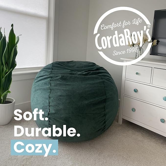 CordaRoy's Chenille Bean Bag-Convertible Bean Bag Chair-Machine-Washable Chenille Fabric Cover-for Basement,Living Room,Game Room,Dorm & More - King Size - Espresso | Made in The USA