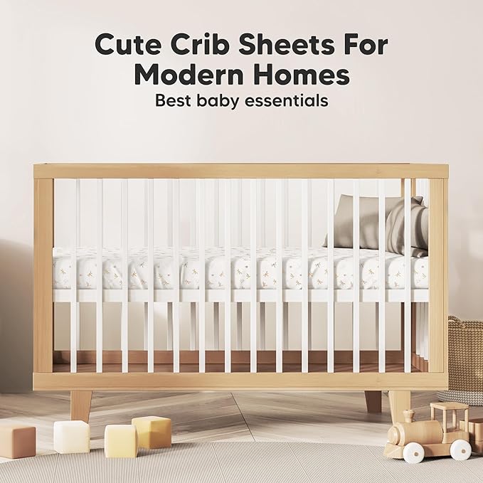 KeaBabies 2-Pack Organic Crib Sheets for Boys, Girls - 52x28 Fitted Crib Mattress Sheet Neutral, Breathable Jersey Cotton Cover for Baby Bed, Toddler Mattress, Soft & Cute Prints (Meadow)