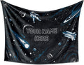 Space Sherpa Throw Blanket | Custom Kids & Adult Blanket | 50x60 inches | Black | Space Pattern | Warm & Machine Washable