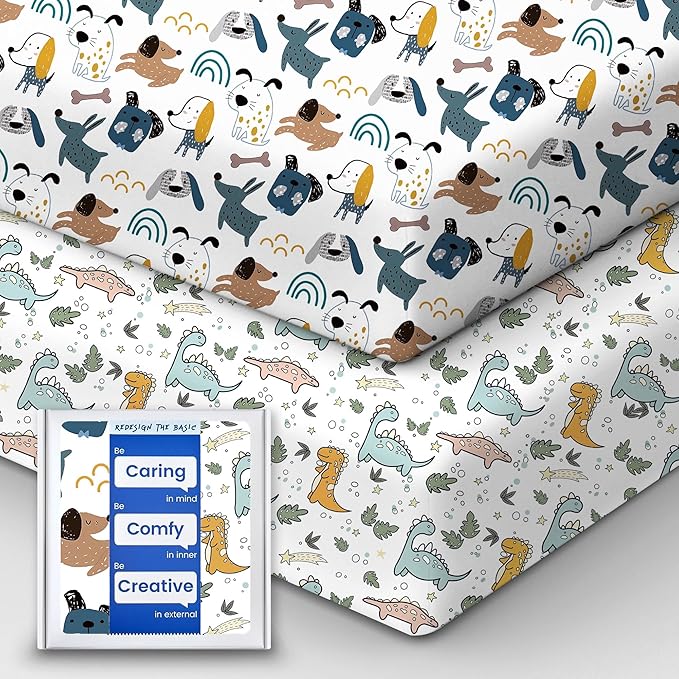 Baby Crib Sheets Boy Girl for Standard Crib Mattress - Ultra Soft Jersey Knit Neutral Crib Mattress Sheet, Safe and Snug, Durable, Stylish Crib Sheet Fitted, 28''x52''x9'' Extra Deep Pocket