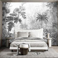 Grey Tropical Rainforest Plant wallpeper Living Room Bedroom Jungle Botanical Wall Mural - 137"x96"（Not Peel and Stick）
