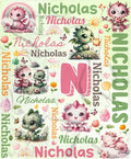 Personalized Custom Dragon Floral Preschool Blanket Gifts for Baby Toddler Kids Boys Girls - Customized Dragon Floral Soft Lightweight Flannel Sheets Decor for Crib Nap Couch - 30"x40" for Baby/Pets