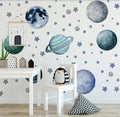 Planets and Stars Wall Decals, Removable Solar System Wall Stickers, Space Wall Décor, Peel and Stick Universe Art Mural Vinyl Sticker for Kids Boys Bedroom Nursery Decoration