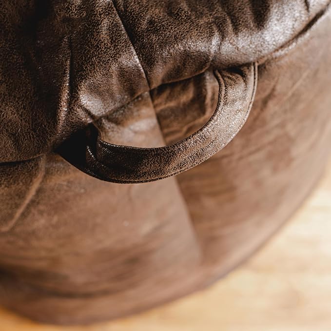 Big Joe Milano Large Bean Bag Chair for Kids, Teens, Adults, Espresso Blazer, Lightweight Seat for Reading Nook and Gaming Vegan Leather, 3.5 foot Refillable