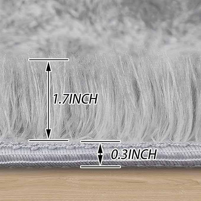 3 ft Small Grey Round Rug for Bedroom,Tie Dyed Soft Shaggy Circle Rug Fluffy Plush Gray Round Carpet for Kids Girls Boys Room Baby Nursery Living Room Playroom Home Decor