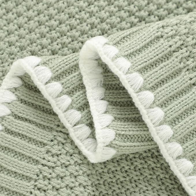 Neiwech Baby Blanket Knit Cozy Soft Lightweight Crib Stroller Nursery Receiving Swaddling Blankets for Newborn Infants Boys Girls Green 30x40 Inch