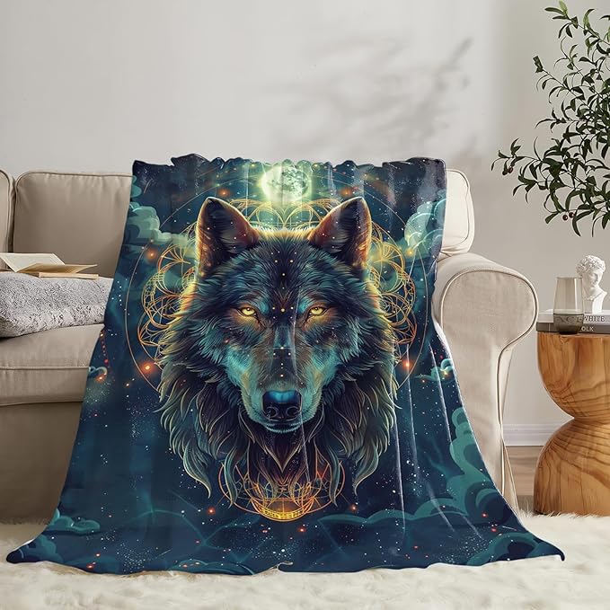 Tijuboni Wolf Throw Blanket Wolf Gifts for Girls Boys Women Men Kids Adults Soft Flannel Fleece Blanket for Couch Sofa Bed Home Decor 50"x60"