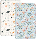 Crib Sheets for Boys and Girls, 2 Pack Fitted Baby Sheets for Standard Toddler Mattress 28" x 52", Soft Breathable Jersey Knit Baby Bedding (Cosmic Dinos)
