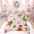 Feelyou Merry Christmas Kids Comforter Set Toddler Size Gingerbread Man Bedding Set Xmas Tree Duvet Quilt for Kids Boys Girls Bedroom Red Berries Snowflake Decor Microfiber Ultra Soft Breathable