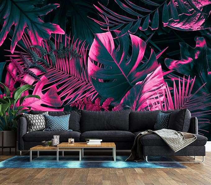 XMPMBM-Tropical Botanical backsplash Large Decorative Wallpaper Plant Leaf Bedroom Bathroom Wall Mural- W 132" X H 92"（93 Square Foot）