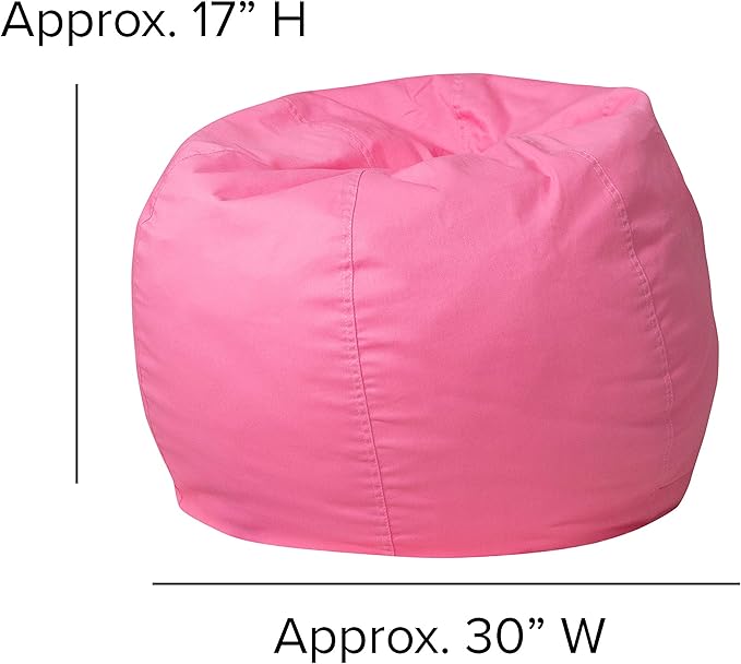 EMMA + OLIVER Small Solid Light Pink Bean Bag Chair for Kids and Teens