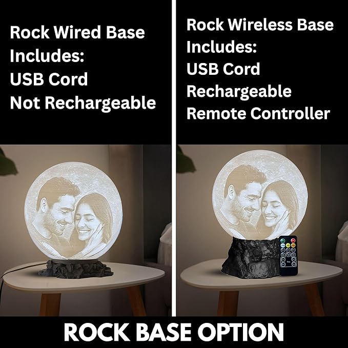 Personalized Couple Moon Lamp with Custom Photo & Text - 3D Printed Love Night Light - Custom Moon Lamp - Unique Gifts for Boyfriend, Girlfriend, Sisters, Bestfriend, Valentines Day, Birthday