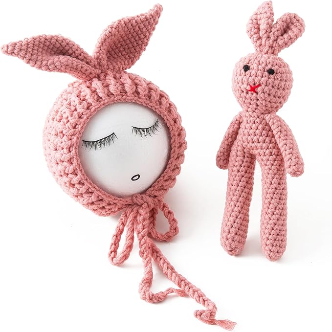 Jastore Infant Newborn Photography Prop Photo Crochet Boys Girls Knit Toy Rabbit Hats