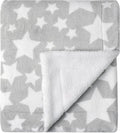 CREVENT 30"X40" Cozy Soft Warm Two Layers Sherpa Baby Blanket for Girls Boys, Newborn Essentials for Infant, Baby Shower Receiving Gift - Star Grey 75X100cm