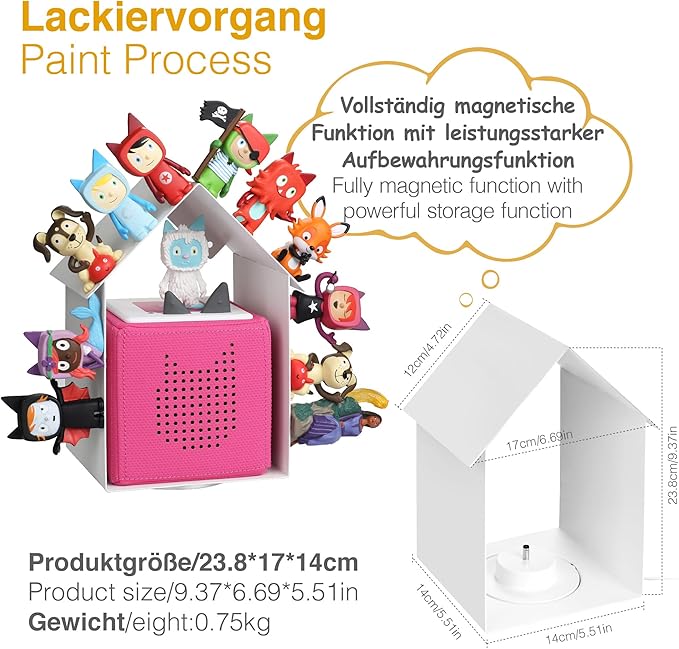 For Tonies Box Shelf,for Tonie Shelf Magnetic house shaped shelf adhesive Metal Plate Tonie Storage Shelf for 35 tonie figurines tonie display, for Kids Play Room, Wall-Mounted and Desktop Placement.