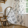 ENJOYBRIDAL Floral Curtains 63 Inches Long Semi Sheer Living Room Drapes Boho Bedroom Rod Pocket Short Window Curtain Panels Cute Patterned Light Filtering Farmhouse 2 Panels Window Treatments