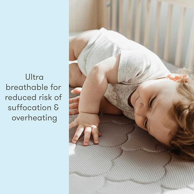Newton Baby Crib Mattress and Toddler Bed - Ultra-Breathable Proven to Reduce Suffocation Risk, Washable Core & Cover, 2-Stage, Plush 5.5" Thick- Moonlight Grey