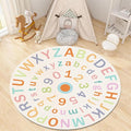 Children's Round Colorful ABC Rug,4ft,Soft Fluffy Alphabet Educational Rug, Non-Slip Washable Children's Crawling Game Rug Carpet for Boys Girls Bedroom Playroom Nursery Decoration