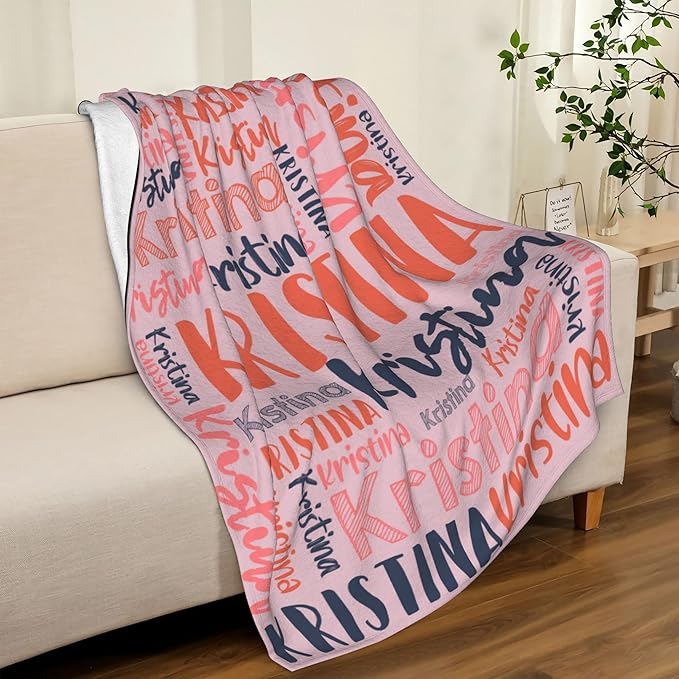 Dr.TOUGH Personalized Blankets with Name Customized Baby Blankets for Girls Boys Adults Monogrammed Blankets and Throws Christmas Birthday Mothers Fathers Valentines Day Gift (Pink,50''×60'')