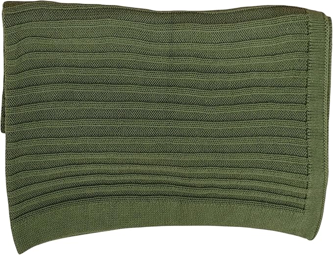 Baby Knit Blanket, 100% Cotton Ribble Patterns, Soft, Cozy, Lightweight Swaddle for Newborn & Infant Swaddling Beige Neutral, Perfect Baby Shower Ideas Green 30x40