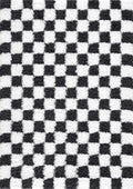 BoutiqueRugs Atira Black and White Modern Checkered Shag - High Pile Fluffy Shaggy Carpet - Kids Room, Nursery, Living Room, Bedroom, Playroom - White, Black - 6'7" X 9'6" (6x9)