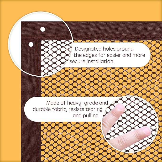 Banister Guard for Baby - 15ft x 3ft, Child Safety Net, Rail Balcony Banister Stair Mesh for Kids, Toys, Pets - Dark Brown…