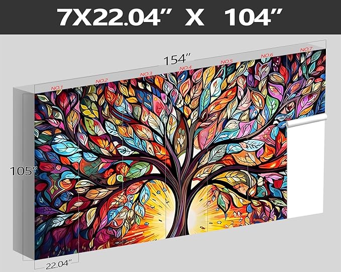 XMPMBM-Vintage Abstraction Art Forest backsplash Large Decorative Wallpaper Colorful Graffiti Tree Bedroom Bathroom Wall Mural- W 154" X H 105"（112 Square Foot）