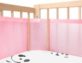 Breathable Mesh Crib Liner for Protecting Baby Legs and Arms, Block The Pacifier from Falling, 11" H (28cm) Essential 3mm Breathable Mesh Liner Around 3 or 4 Side Full-Size Crib, Pink
