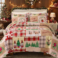 Christmas Bedding Set King Christmas Quilt Bedspread,Gnome Santa Claus Plaid Patchwork Xmas Quilt Set Bedding Holiday Christmas Quilts Decor Gift Elk Pattern Lightweight Reversible Bedspread Coverlet