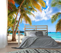 XMPMBM-Beach Palms Landscaping Fabric Wallpaper Tree Leaf Living Room Bedroom Bathroom Wall Mural-W 132" X H 92"（93 Square Foot）