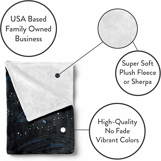 Personalized Space Blanket for Kids | Rocket Ship Sleeping Throw Blanket | Custom Kids Blanket | Soft Warm Blanket | Travel Blanket | Baby Blanket for Boys and Girls (Space V4, Fleece - 30x40)