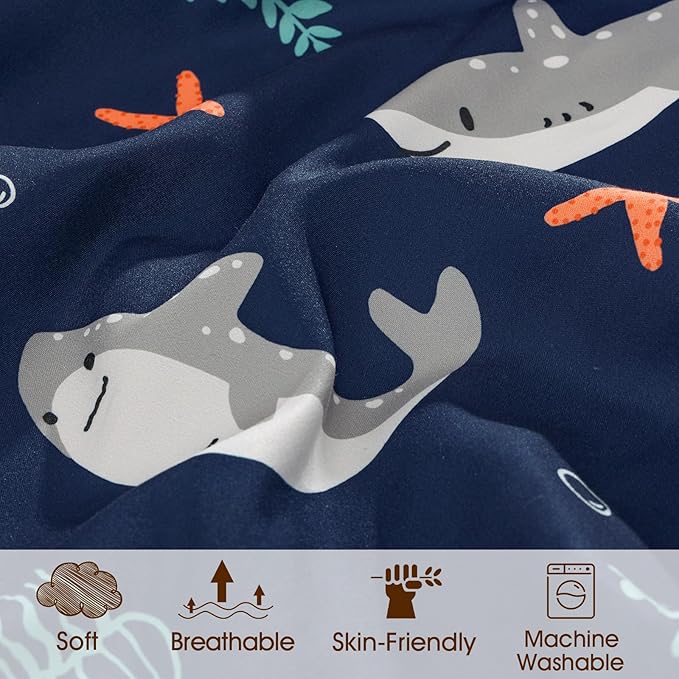 PHF 3 Pack Soft Shark Crib Sheets Fitted, Comfy Breathable Baby Sheets for Boys, 28x52 Inches Fits Standard Crib and Toddler Mattresses, Shark