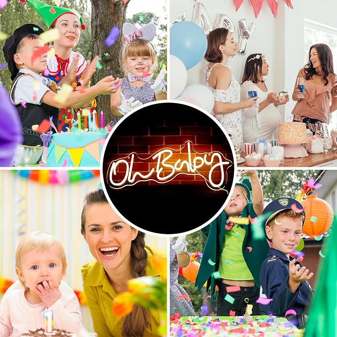 Oh Baby Sign for Wall Decor Led Neon Lights for Teen Bedroom Decor Art Light Up Letters Oh Baby Neon Neon Signs for All Party Room Decorations USB 5v 21.7x10 Inch (warm white)