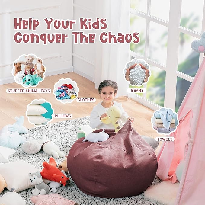 Nobildonna Bean Bag Chair Cover (No Filler) for Kids and Adults,Beanbag Stuffed Animal Storage Without Filling Plush Toys Holder and Organizer Soft Premium Corduroy 200L