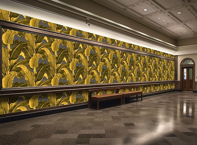 Vintage Gold Banana Leaf Bathroom wallpeper Living Room Bedroom Tropical Plant Wall Mural - 274"x96" (Not Peel and Stick)