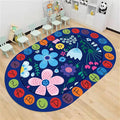 Kids Educational Oval Rug, 5x7ft, ABC Alphabet Learning Play Mat, Cute Colorful Flowers Plants Designs Rugs, Non-Slip Washable Carpet for Bedside Boys Girls Teens Room Nursery Decor Floor Mat
