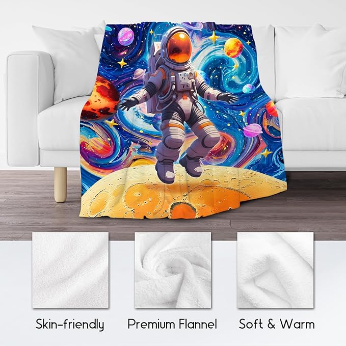 Blankets for Boys - Planet Blanket for Kids/Men - Comfy Cozy Flannel Throws for Couch, Bed - 50"x60"