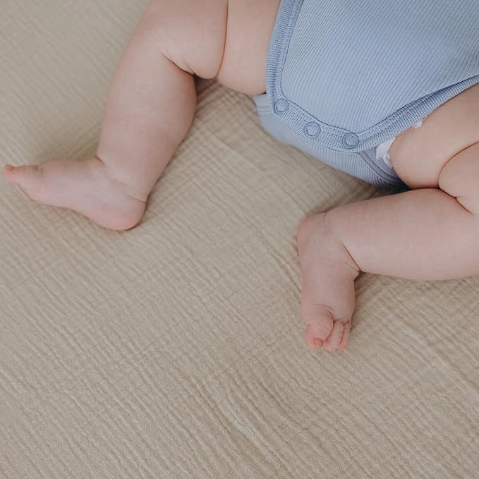 Dreamology Crib Sheets, Standard Muslin Crib Sheet Girls, Boys, 2 Pack Crib Sheet,Breathable Toddler Bed Sheets,Crib Sheets Cotton for Standard Cribs & Toddler Mattress Fitted,52x28 | Rust and Ecru