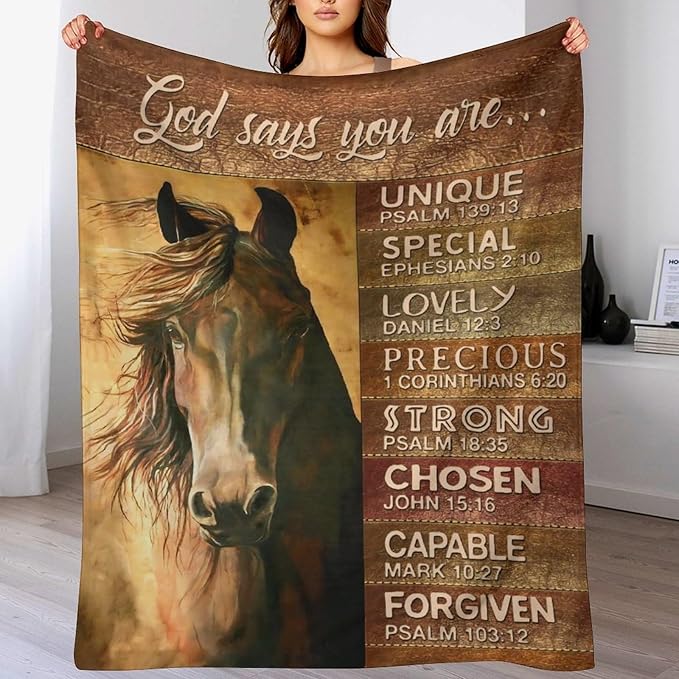 Horse Blanket Gifts for Girls, Women, Men, Kids, Adults - Soft Warm Cozy Fleece Throw for Couch, Sofa, Bed 50"x60"